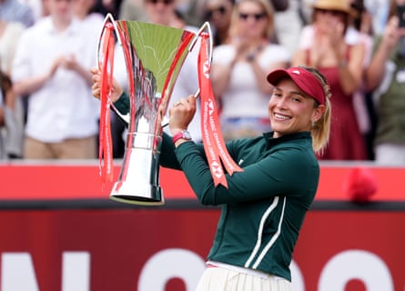 Croatia's Donna Vekic with the trophy –the world No 76 initially lost in qualifying but was reinstated as a lucky loser.