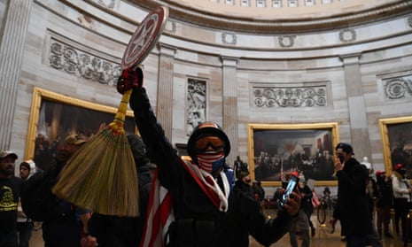 Supporters of Donald Trump in the US Capitol rotunda. The building that houses the nation’s two legislative bodies is relatively accessible to the public.