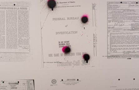 Splotches that resemble bullet holes are featured on some replicas of FBI documents.