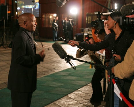 Morake talks to media outside the theatre