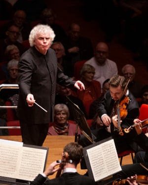 In his element ... Simon Rattle.