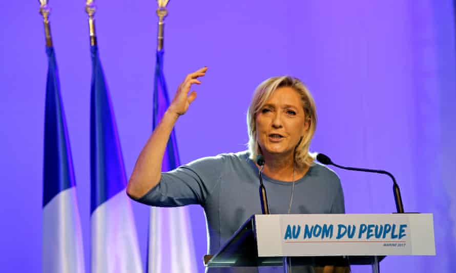 Le Pen delivers her speech during the Fréjus rally.