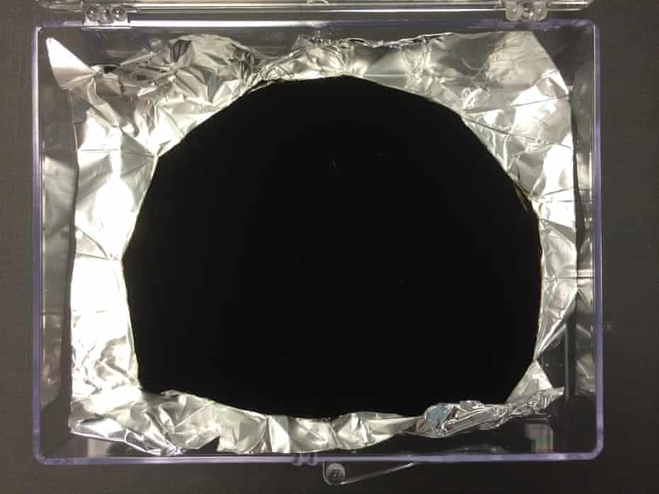 Invisible energy … Vantablack, which absorbs almost all light that hits it. 