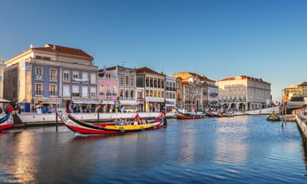 Central canal in Aveiro, with traditional boat