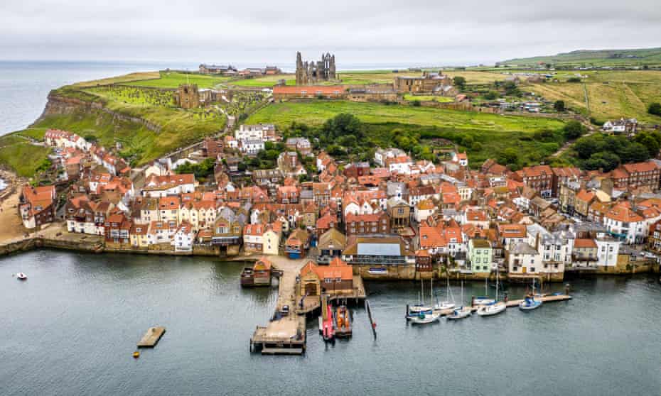 Whitby abbey and village.