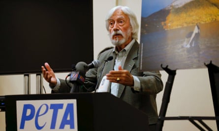Jean-Michel Cousteau, president of the Ocean Futures Society, made his remarks at a news conference hosted by Peta.