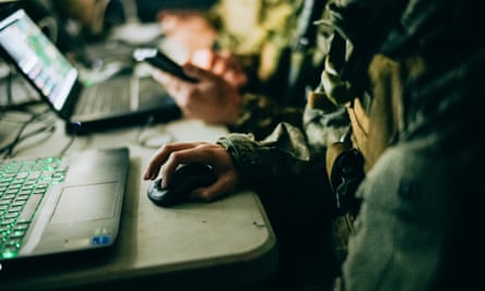 View of people’s hands using laptops and phones