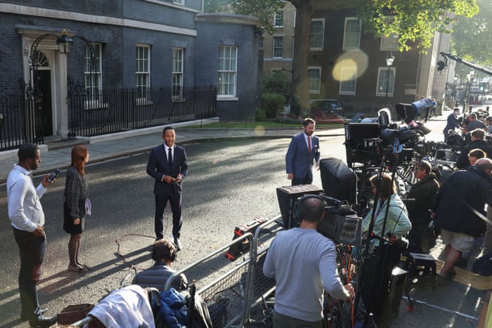 Broadcasters outside Downing Street this morning.