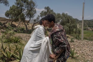 Kibrom Berhane, 24, greets his mother for the first time since he joined the Tigray Defense Forces, two years earlier. Saesie Tsada, Ethiopia, 21 September 2023