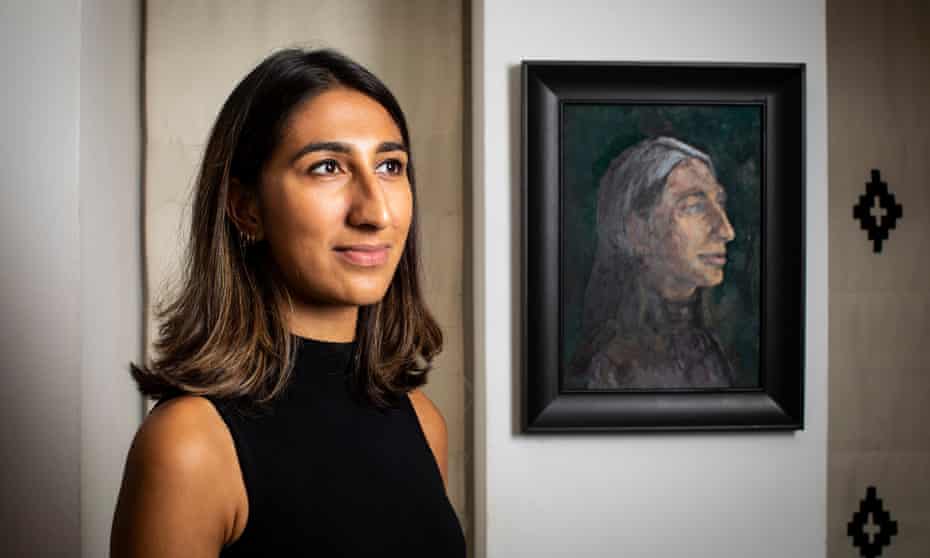 Radhika Sanghani with the portrait of her by Nicholas Baldion. 