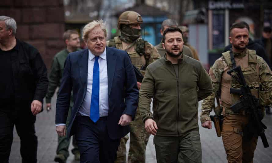 British prime minister Boris Johnson and Ukrainian president Volodymyr Zelenskiy in Kyiv last weekend.
