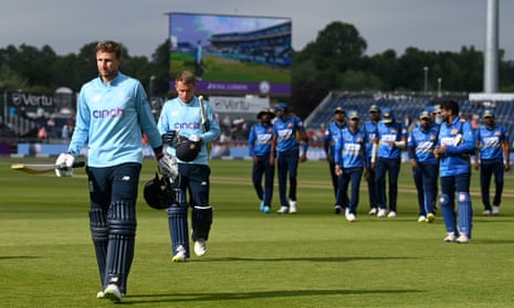 Joe Root of England leaves the field after winning the first One Day International against Sri Lanka.
