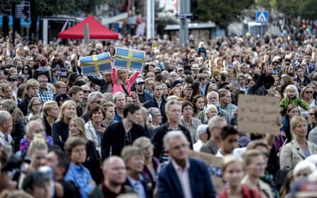 A crowd of people at a ‘refugees welcome’ demonstration
