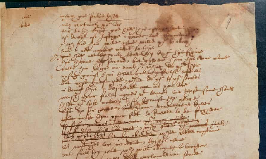 Shakespeare’s handwriting in The Book of Sir Thomas More.