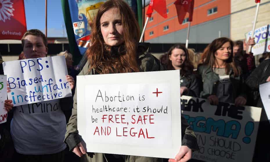 A protest in Belfast last April in support of a 21-year-old woman who was prosecuted after buying drugs on the internet to induce a miscarriage.