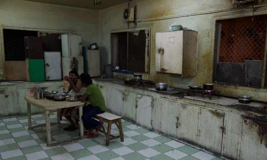 The eating area in a labour camp in Qatar