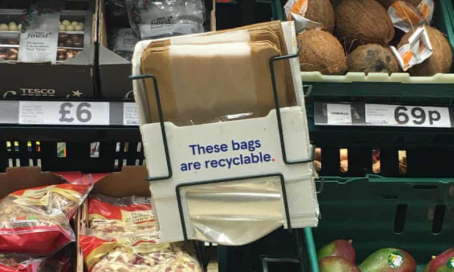 Recyclable bags for fruit and veg at Tesco