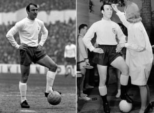 Greaves stands on the ball during a Tottenham match in 1969, striking a pose remarkably similar to that of his Madame Tussauds waxwork which went on display at the London attraction in July 1966, at the start of the 1966 World Cup