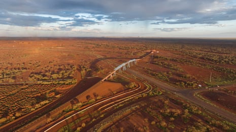 An aerial view of the mine and road