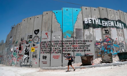 The wall separating Israel and the West Bank at Bethlehem.