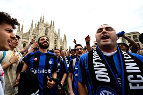 Inter fans congregated at Piazza del Duomo in Milan.