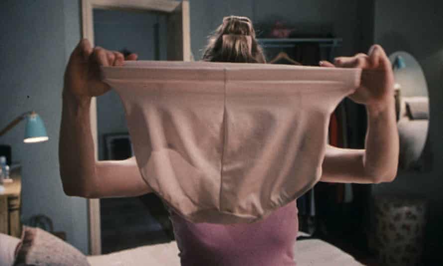 Renée Zellweger holds a large pair of knickers aloft in a still from Bridget Jones’s Diary.