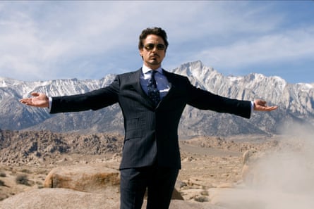 About to have an epiphany … Robert Downey Jr in 2008’s Iron Man.