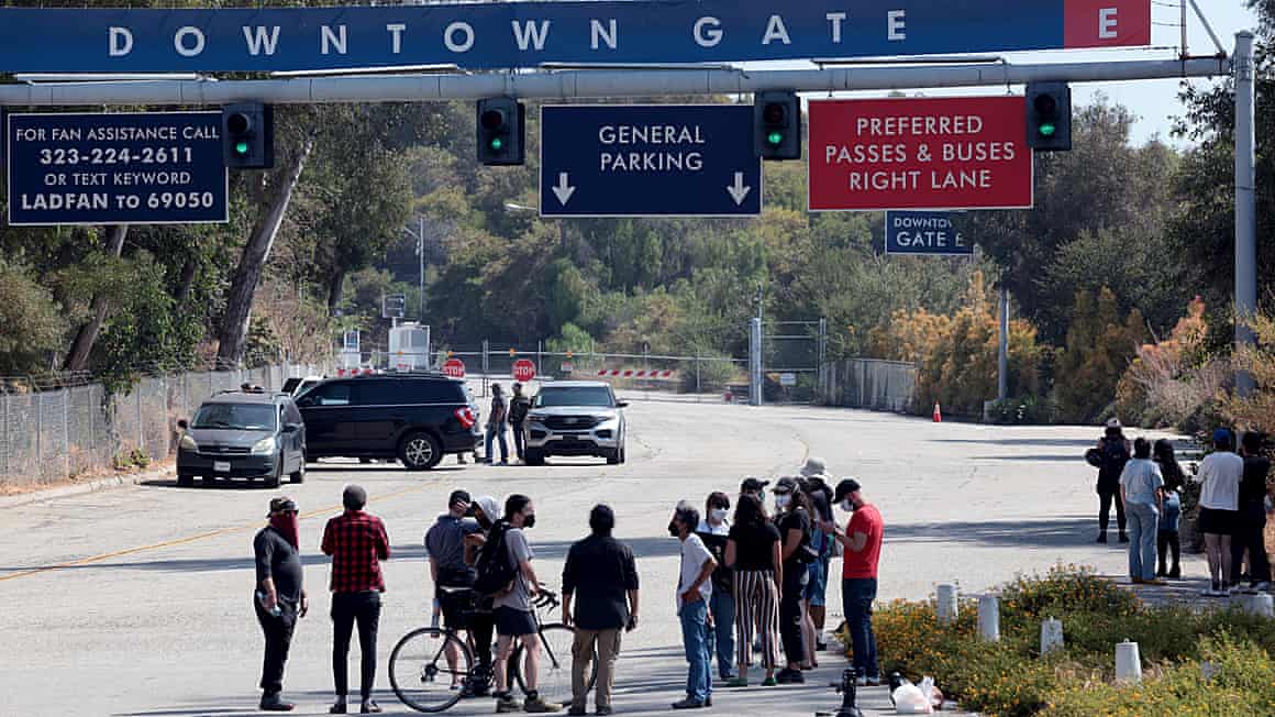 The scene outside Dodger Stadium