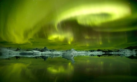 Northern lights at Jökulsárlón, south-east Iceland.