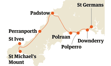 Cornwall route map