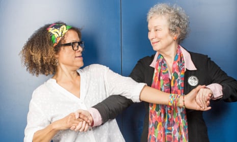 Bernardine Evaristo and Margaret Atwood lock arms