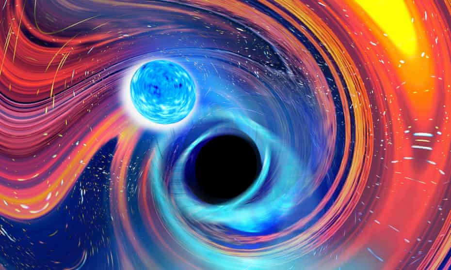 Rainbow Swirl: artistic image inspired by a black hole neutron star merger event