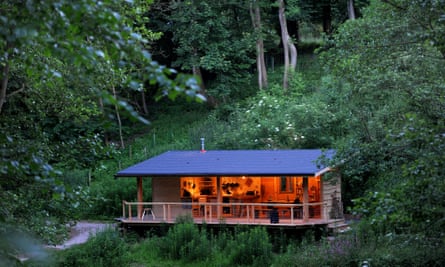 The woodland kitchen at Redwood Valley Woodland Cabin and Yurts, Presteigne.