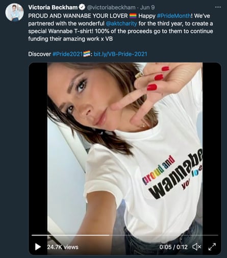 Victoria Beckham-designed Spice Girls T-shirt for Pride – the profits go to homeless charity akt.