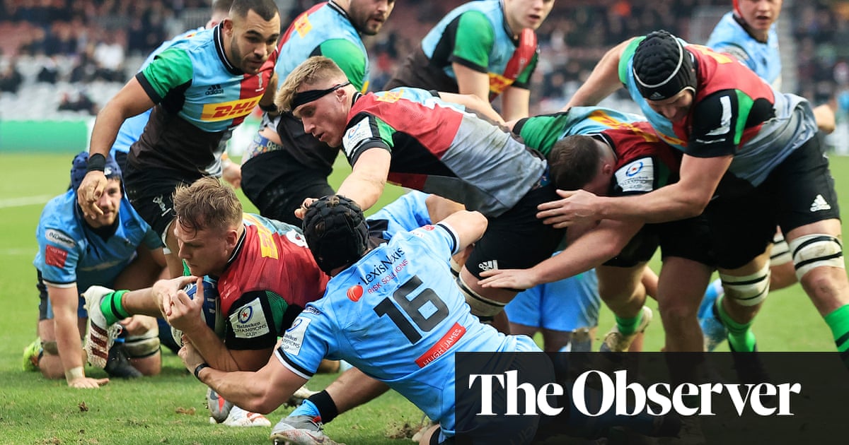 Alex Dombrandt tries finally help Harlequins break Cardiff’s resistance