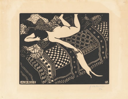Using cats to eroticize the female nude... Laziness by Félix Vallotton, from 1896.