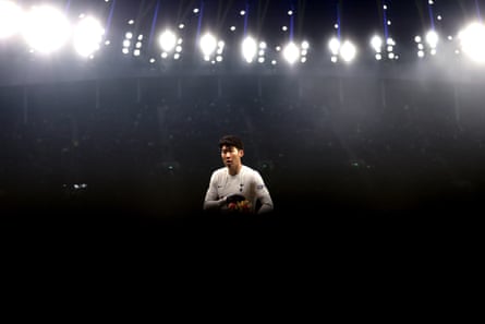Son Heung-min of Tottenham prepares to take a throw-in against Liverpool at the Tottenham Hotspur Stadium. The match ended 2-2.