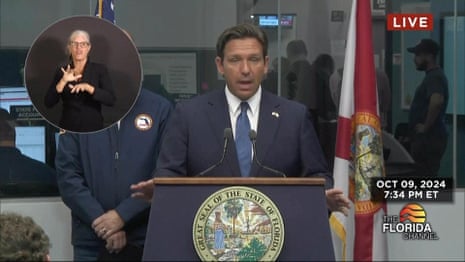 DeSantis says Hurricane Milton making landfall in Sarasota County as category 3 hurricane â video