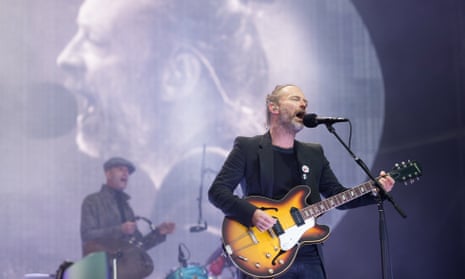 Thom Yorke of Radiohead performing on stage, July 2017, in Glasgow