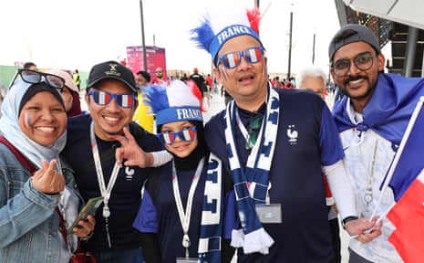 Supporters of France arrive for the game with Tunisia.