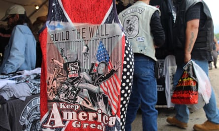On pro-Trump T-shirts sold at bike week, the president is often portrayed as a biker and slogans are often divisive.