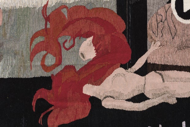 image of barbie-style doll lying on ground with head popped off and lots of red hair