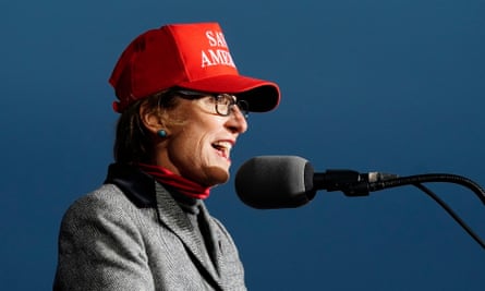 Republican Arizona state senator Wendy Rogers speaks at a January rally for former president Donald Trump in Florence, Arizona.