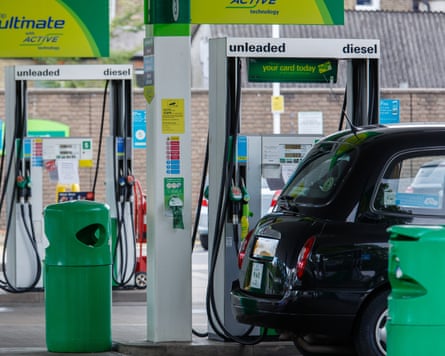 A London Black Taxi refuels at a BP Plc petrol and refueling station in London.