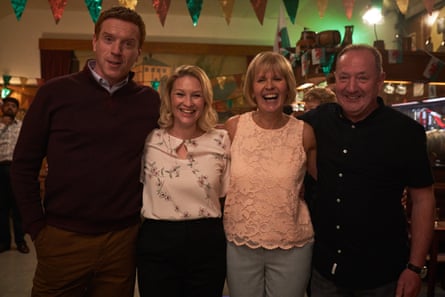 Damian Lewis and Joanna Page with the real Angela and Howard Davies.