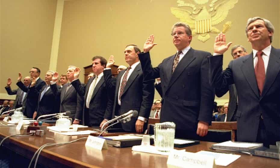 On 14 April 11994, the heads of the nation's largest cigarette companies were sworn in before Congress, where they claimed to believe nicotine was not addictive.