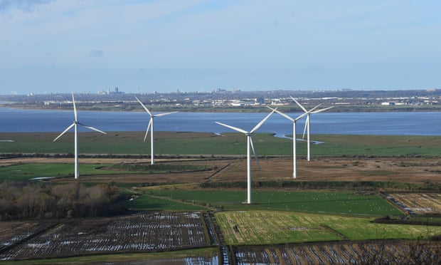 A general view of Frodsham windfarm in Helsby, England.