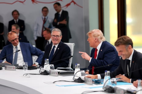 German chancellor Friedrich Merz sat with Starmer, Trump and Macron.