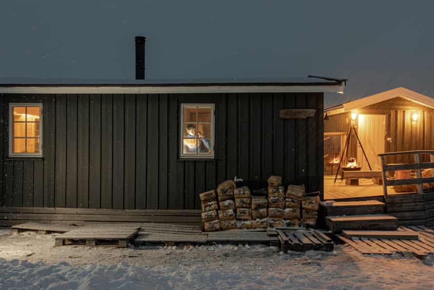 Limstrand inside her cabin during the dark season. During this period, which lasts from mid-November to late January, the sun is always at least 6 degrees below the horizon and pitch darkness reigns