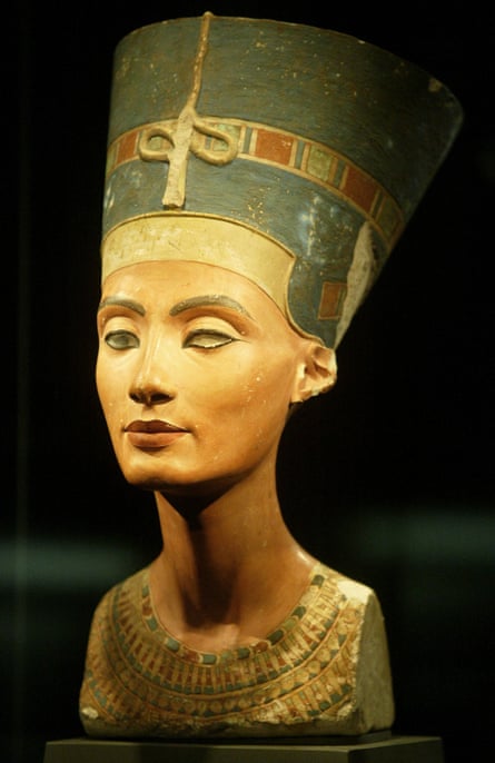 A 3,300-year-old limestone bust of Queen Nefertiti.